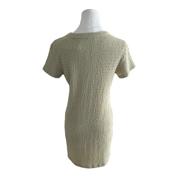 ELODIE Textured sage Green Mini Dress Stretchy Bodycon Short Sleeve Size L Party - Picture 4 of 7